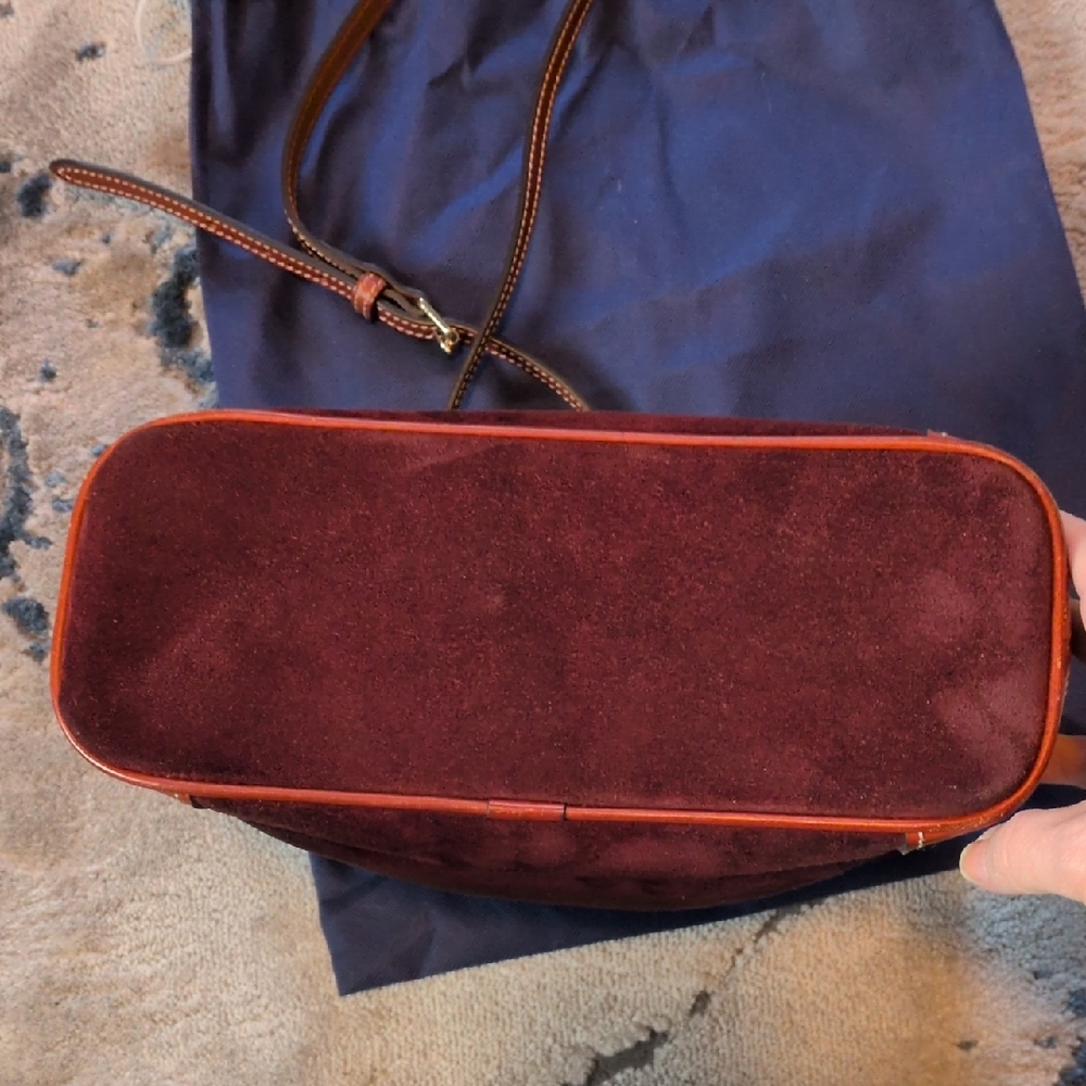 Dooney & Bourke Maroon Suede Crossbody with Leather Trim - Picture 4 of 10